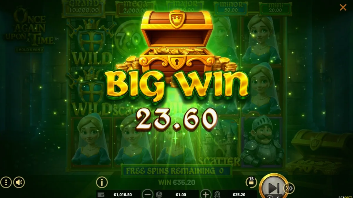 Pemandangan kastil dan naga dalam slot Once Again Upon A Time